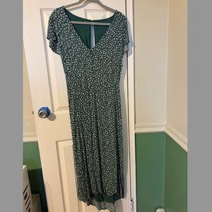 Abercrombie and Fitch Cut Out Midi Dress in Green Floral 💚 Size XL